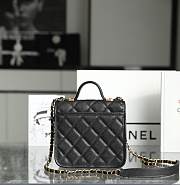 Chanel Small Flap Bag With Top Handle Black Grain Leather AS3652 Size 20.5 cm - 3