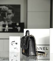 Chanel Small Flap Bag With Top Handle Black Grain Leather AS3652 Size 20.5 cm - 2