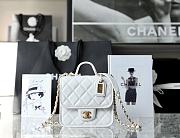 Chanel Small Flap Bag With Top Handle White Grain Leather AS3652 Size 20.5 cm - 1