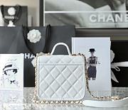 Chanel Small Flap Bag With Top Handle White Grain Leather AS3652 Size 20.5 cm - 4