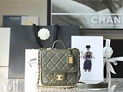 Chanel Small Flap Bag With Top Handle Khaki Grain Leather AS3652 Size 20.5 cm - 1