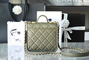 Chanel Small Flap Bag With Top Handle Khaki Grain Leather AS3652 Size 20.5 cm - 3