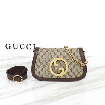 Gucci Blondie Bag Beige & Ebony GG Supreme Canvas 699268 size 28 cm
