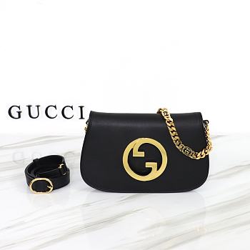 Gucci Blondie Shoulder Bag Black Leather 699268 size 28x16x4 cm