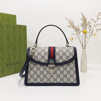 Gucci Ophidia Small GG Top Handle Beige/Blue GG Supreme Canvas 651055 25 cm