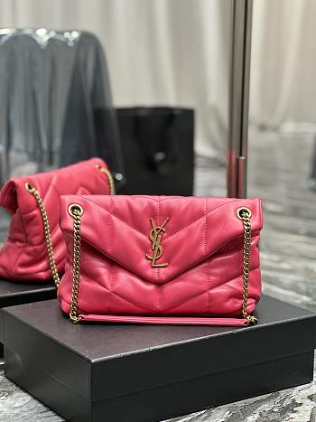 YSL Loulou Puffer Small Pink Leather 577476 Size 29x17x11 cm
