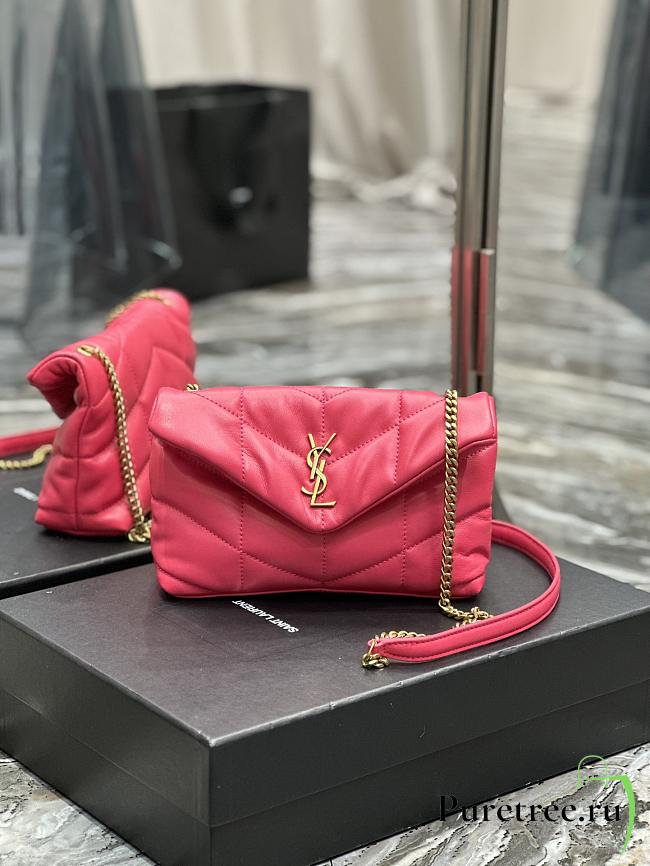 YSL Loulou Puffer Toy Pink Leather 620333 Size 23×15.5×8.5 cm - 1
