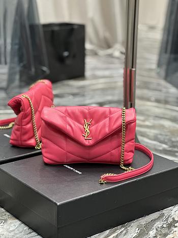 YSL Loulou Puffer Toy Pink Leather 620333 Size 23×15.5×8.5 cm