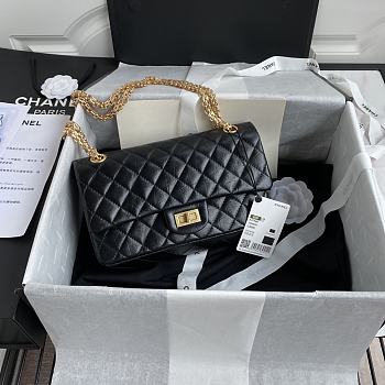 Chanel 2.55 Handbag Black Aged Calfskin & Gold-Tone Metal Size 24 cm