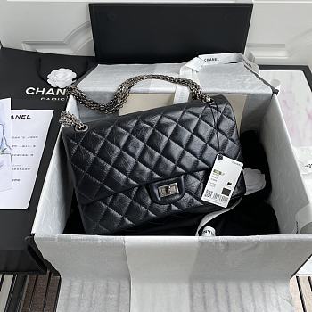 Chanel Large 2.55 Handbag Black Aged Calfskin & Silver-Tone Metal Size 28 cm