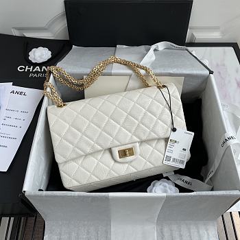 Chanel Large 2.55 Handbag White Aged Calfskin & Gold-Tone Metal Size 28 cm