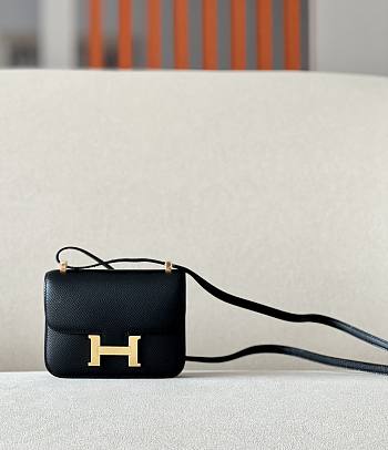 HERMES Micro Constance 14 Black Epsom Leather With Golden Hardware
