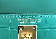 Hermes Kelly 19 Vert Jade Green Shiny Crocodile Alligator Golden Hardware - 5
