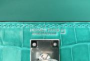 Hermes Kelly 19 Vert Jade Green Shiny Crocodile Alligator Silver Hardware - 6