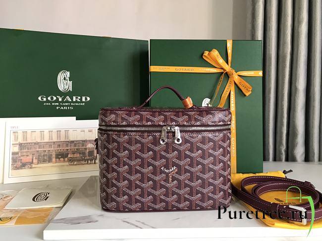 GOYARD Muse Vanity Case Goyardine Canvas & Bordeaux Calfskin Size 20 cm - 1