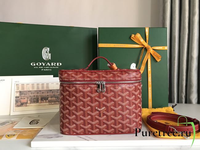 GOYARD Muse Vanity Case Goyardine Canvas & Red Calfskin Size 20 cm - 1