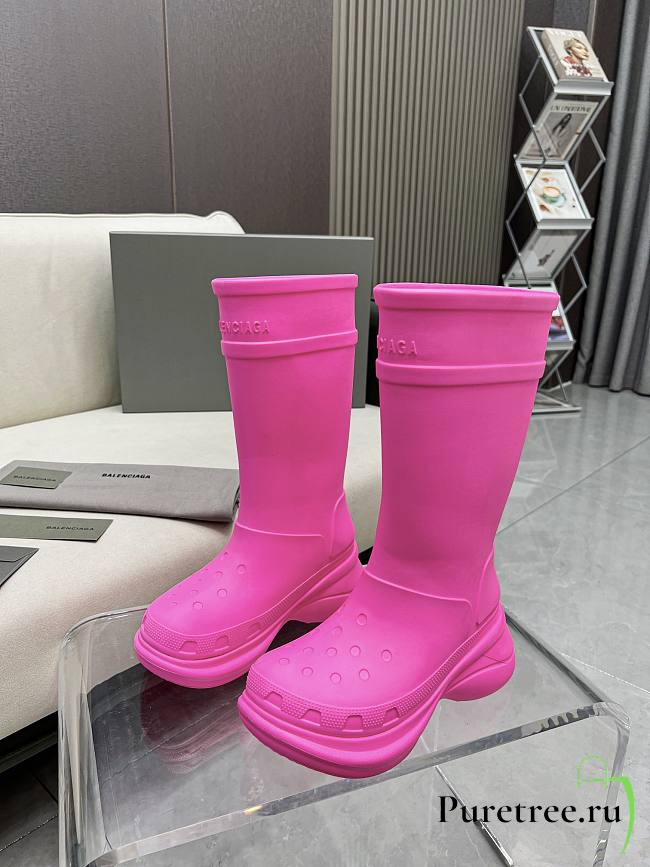 Balenciaga Crocs High Boots Pink  - 1