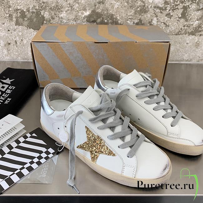 Golden Goose SSENSE Exclusive White & Silver Super-Star Classic Sneakers - 1