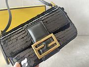Fendi Mini Baguette 1997 Black Satin Bag With Sequins 19.5x11x5 cm - 5