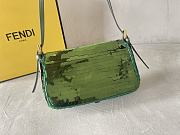 Fendi Mini Baguette 1997 Green Satin Bag With Sequins 19.5x11x5 cm - 5