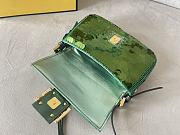 Fendi Mini Baguette 1997 Green Satin Bag With Sequins 19.5x11x5 cm - 2