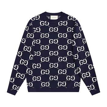 Gucci Logo Wool Sweater Navy Blue