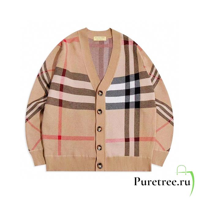 Burberry Check Technical Wool Jacquard Cardigan - 1