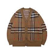 Burberry Cut-out Sleeve Check Cardigan in Brown - 1