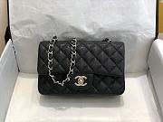 Chanel Classic Flap Bag Black Caviar Silver Hardware A01116 size 20cm - 1