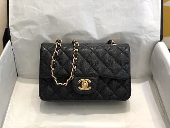 Chanel Classic Flap Bag Black Caviar Golden Hardware A01116 size 20cm