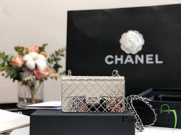Chanel Mini Evening Bag Silver Tone Hammered Metal And Silver Tone Metal - 1