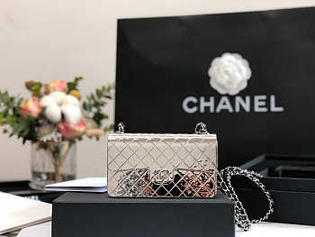 Chanel Mini Evening Bag Silver Tone Hammered Metal And Silver Tone Metal