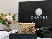 Chanel Mini Evening Bag Gold Tone Hammered Metal And Gold Tone Metal - 1