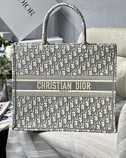 DIOR Book Tote Gray Dior Oblique Embroidery 41cm - 1
