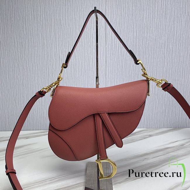 Dior Saddle Bag With Strap Rust-Colored Grained Calfskin 25.5 cm - 1