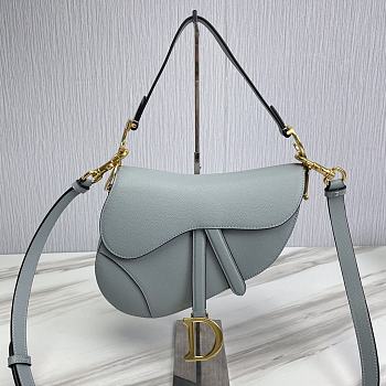 Dior Saddle Bag With Strap Cloud Blue Grained Calfskin 25.5 cm