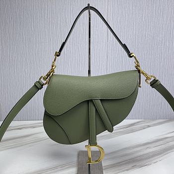 Dior Saddle Bag With Strap Avocado Green Grained Calfskin 25.5 cm
