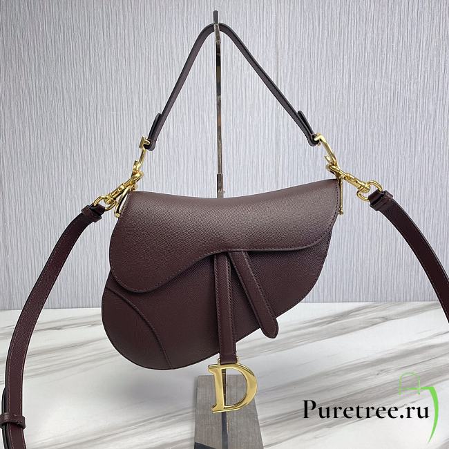 Dior Saddle Bag With Strap Bordeaux Grained Calfskin 25.5 cm - 1