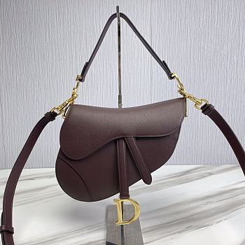 Dior Saddle Bag With Strap Bordeaux Grained Calfskin 25.5 cm