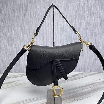 Dior Saddle Bag With Strap Black Grained Calfskin 25.5 cm