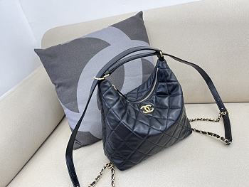 Chanel Hobo Bag Black Lambskin Size 25 x 26 x 8 cm