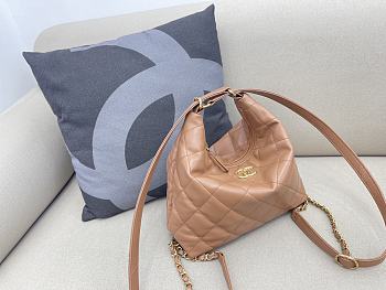 Chanel Hobo Bag Beige Lambskin Size 25 x 26 x 8 cm