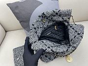 Chanel 22 Handbag Wool Tweed & Gold-Tone Metal Black & Ecru AS3261  - 4