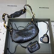 BALENCIAGA Le Cagole XS Shoulder Bag Crocodile Embossed In Black - 3