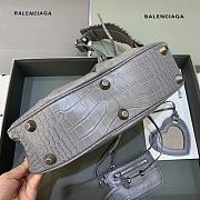 BALENCIAGA Le Cagole Small Shoulder Bag Crocodile Embossed In Gray - 3