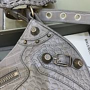 BALENCIAGA Le Cagole Small Shoulder Bag Crocodile Embossed In Gray - 2