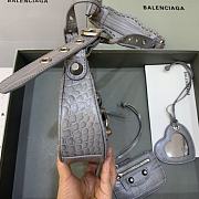 BALENCIAGA Le Cagole XS Shoulder Bag Crocodile Embossed In Gray  - 6