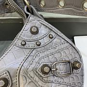 BALENCIAGA Le Cagole XS Shoulder Bag Crocodile Embossed In Gray  - 3