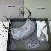 BALENCIAGA Le Cagole XS Shoulder Bag Crocodile Embossed In Gray  - 2
