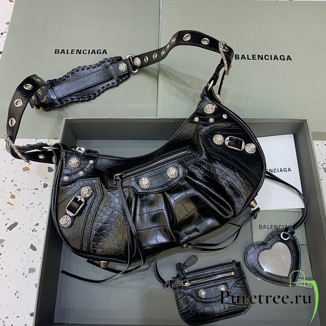 BALENCIAGA | Le Cagole Shoulder Bag Crocodile In Black 33 x 16 x 8cm - 1
